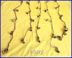 VINTAGE BRASS BELLS ON ROPE SET OF 5-NEVER USE CLEAN 80s-6 BELLS BY UNIT-LOT11