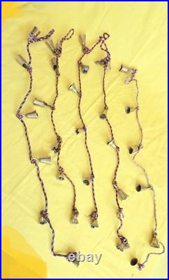 VINTAGE BRASS BELLS ON ROPE SET OF 5-NEVER USE CLEAN 80s-6 BELLS BY UNIT-LOT11