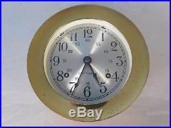 VINTAGE BRASS SETH THOMAS SHIP'S CLOCK with CHIMES / BELLS