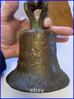 VINTAGE BRONZE MISSION BELL RELIGIOUS SCENES Spanish Colonial 1818 Church