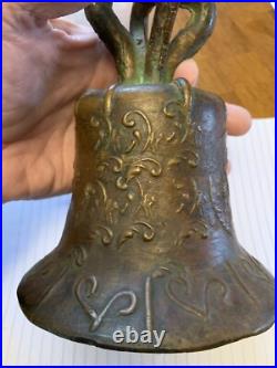 VINTAGE BRONZE MISSION BELL RELIGIOUS SCENES Spanish Colonial 1818 Church
