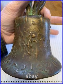VINTAGE BRONZE MISSION BELL RELIGIOUS SCENES Spanish Colonial 1818 Church