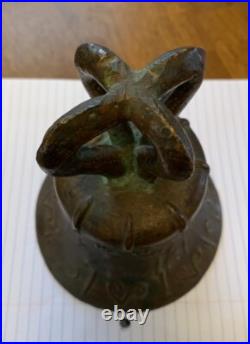 VINTAGE BRONZE MISSION BELL RELIGIOUS SCENES Spanish Colonial 1818 Church