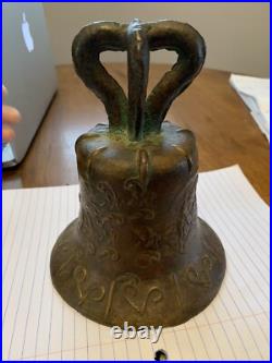 VINTAGE BRONZE MISSION BELL RELIGIOUS SCENES Spanish Colonial 1818 Church