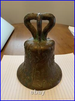 VINTAGE BRONZE MISSION BELL RELIGIOUS SCENES Spanish Colonial 1818 Church