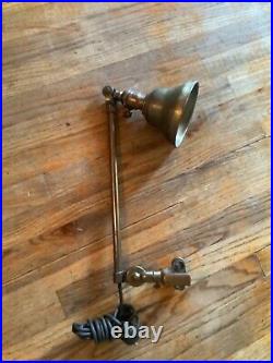 VINTAGE INDUSTRIAL BRASS MACHINE age DESK Clamp On LAMP LIGHT drafting table
