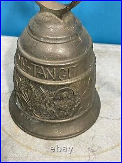 VINTAGE LARGE BRASS MONASTARY With CHERUBS & LATIN INSCRIPTIONS WALL MOUNT BELL
