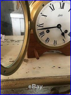 VINTAGE NAUTICAL LARGE SCHATZ BRASS SHIP'S BELL MARINE DECK CLOCK With HINGED LID