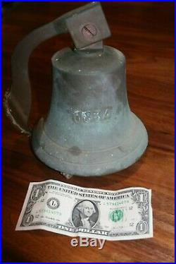 VIntage Marked 1834 Cast Bronze Ships Bell Nautical Foundry Mark