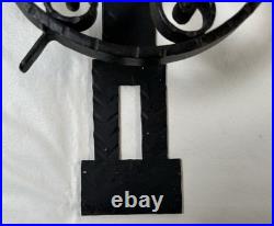 VTG 20th Century Wrought Iron Two Brass Bells Garden Gate Crank Bell / Doorbell