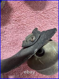 VTG Antique Brass Horse Jingle Sleigh Bells, Primitive Leather Strap, Christmas