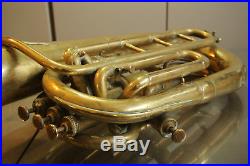 VTG Antique F Besson Bariton Horn Big Brass Engraved 1900 Paris Bell Diam 25.5cm