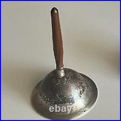 VTG Handbell Vasco Peru Old Sterling Silver 925 & Wood 5 Antique Dinner Bell