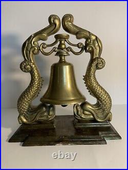 VTG Large Solid Brass Koi Fish Desk / Mantle Asian Style Bell