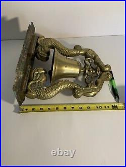 VTG Large Solid Brass Koi Fish Desk / Mantle Asian Style Bell