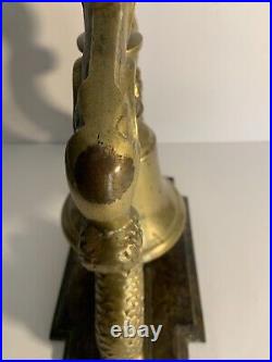 VTG Large Solid Brass Koi Fish Desk / Mantle Asian Style Bell