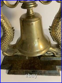 VTG Large Solid Brass Koi Fish Desk / Mantle Asian Style Bell