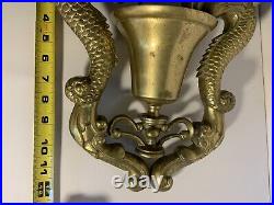 VTG Large Solid Brass Koi Fish Desk / Mantle Asian Style Bell