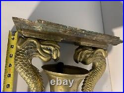 VTG Large Solid Brass Koi Fish Desk / Mantle Asian Style Bell