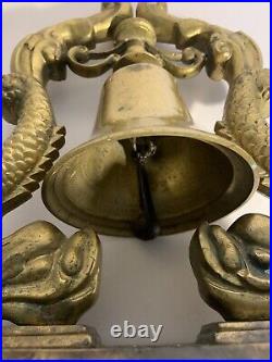 VTG Large Solid Brass Koi Fish Desk / Mantle Asian Style Bell