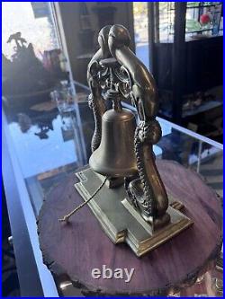 VTG Large Solid Brass Koi Fish Ship Bell Asian Style Bell 12 Tall, Excellent Con
