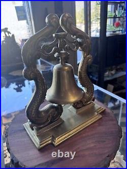 VTG Large Solid Brass Koi Fish Ship Bell Asian Style Bell 12 Tall, Excellent Con