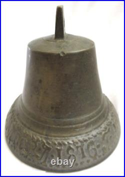 VTG Solid Brass Bell Marked 1816 Russian Script Around Base 3.75 x 3.5 VGUC