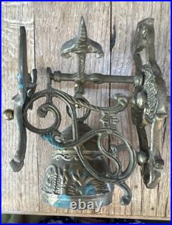VTG Solid Brass Wall Door Bell with 3D Figural Angel Bird Gothic Farmhouse