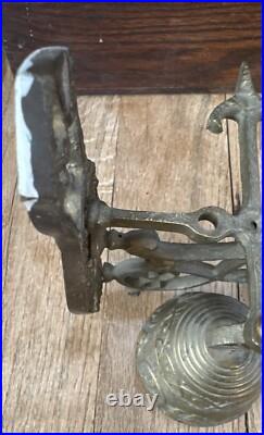 VTG Solid Brass Wall Door Bell with 3D Figural Angel Bird Gothic Farmhouse