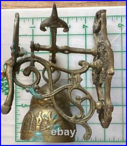 VTG Solid Brass Wall Door Bell with 3D Figural Angel Bird Gothic Farmhouse