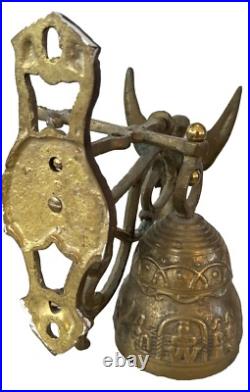 VTG Solid Brass Wall Door Bell with 3D Figural Angel Bird Gothic Farmhouse