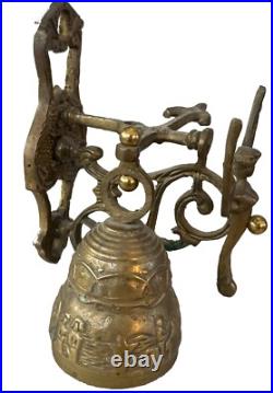 VTG Solid Brass Wall Door Bell with 3D Figural Angel Bird Gothic Farmhouse