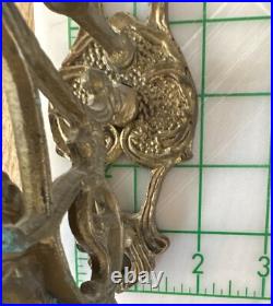 VTG Solid Brass Wall Door Bell with 3D Figural Angel Bird Gothic Farmhouse