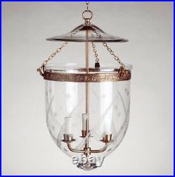 Vaughan Regency Large Etched Wheat & Stars Globe Lantern Bell Jar (3 Available)