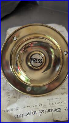 Very Grand Antique Brass Electric Door Bell Push 6