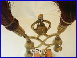 Very Rare Antique 5 Bell Terret With Red Horse Hair Plumessuperb Horse Brass