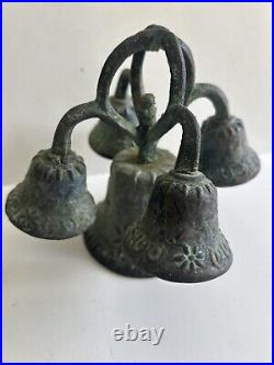 Very Rare Type Altar Church Liturgical 5 bell BELL with Surface Raised Decoration