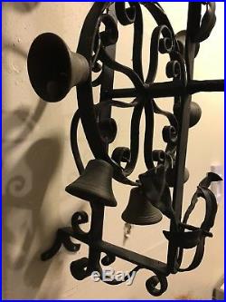 Victorian Antique Mechanical RING OF BELLS Door Bell Wrought Iron Brass Bells