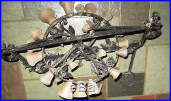 Victorian Antique Mechanical'RING OF BELLS' Door Bell Wrought Iron Brass Hand