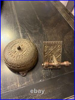 Victorian Bronze Mech Doorbell & Antique Lever Pull Pat 1879 original patina