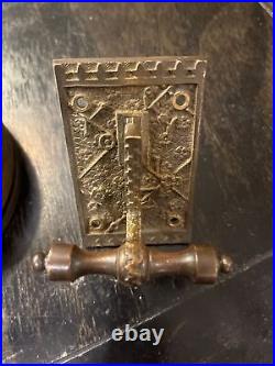 Victorian Bronze Mech Doorbell & Antique Lever Pull Pat 1879 original patina