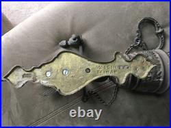 Victorian Ornate Brass Bell w Original Hanger Wall Mount Pull Chain