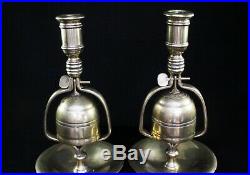 Victorian Pair of Solid Brass Tavern Bell Candlesticks