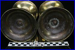 Victorian Pair of Solid Brass Tavern Bell Candlesticks