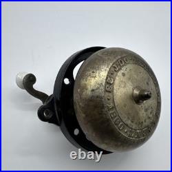 Victorian era Antique Brass Mechanical Brass Doorbell Taylor Patent 1860