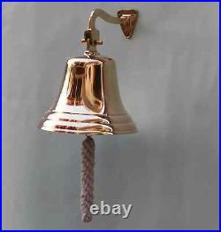 Vintage 11 Brass Ship Bell Polished Nautical Boat's Bell Maritime W Jute ROpe