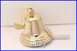 Vintage 11 Brass Ship Bell Polished Nautical Boat's Bell Maritime W Jute ROpe