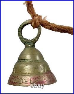 Vintage 12 Bell On Rope Beautiful Sounding Bells With Writing On Them 40 Rare