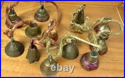 Vintage 12 Bell On Rope Beautiful Sounding Bells With Writing On Them 40 Rare