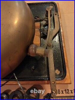 Vintage 12 Large Mechanical Iron & Brass Boxing Bell Antique Sports School Fire